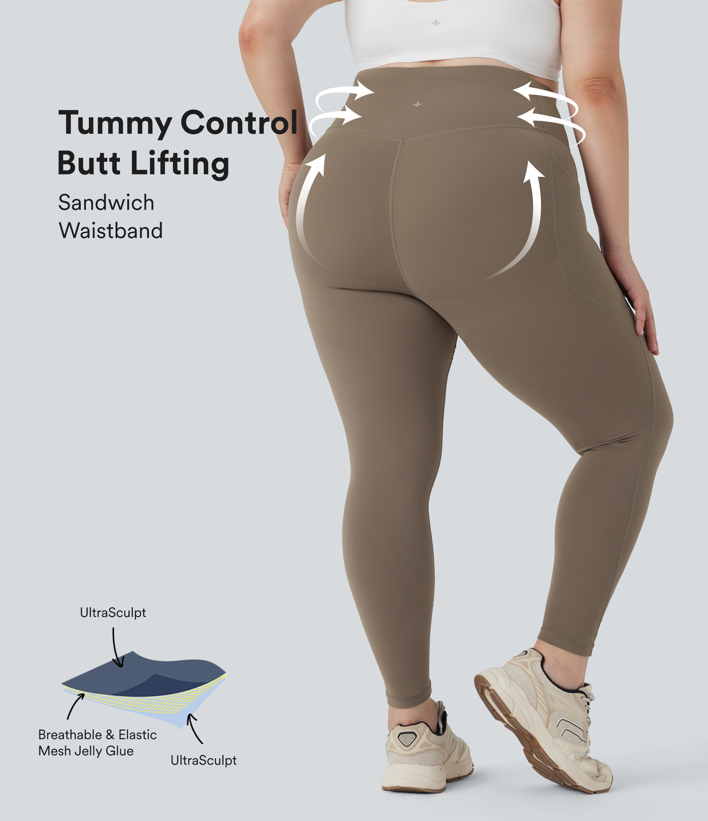 Plus Size Halara UltraSculpt™ High Waisted Butt Lifting Tummy Control Shaping Training Leggings with Pockets