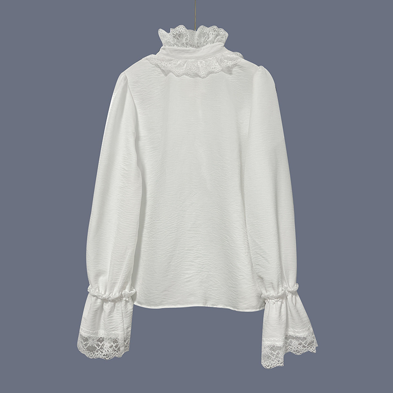 Women's Retro Lace Cotton And Linen Long-sleeved Shirt