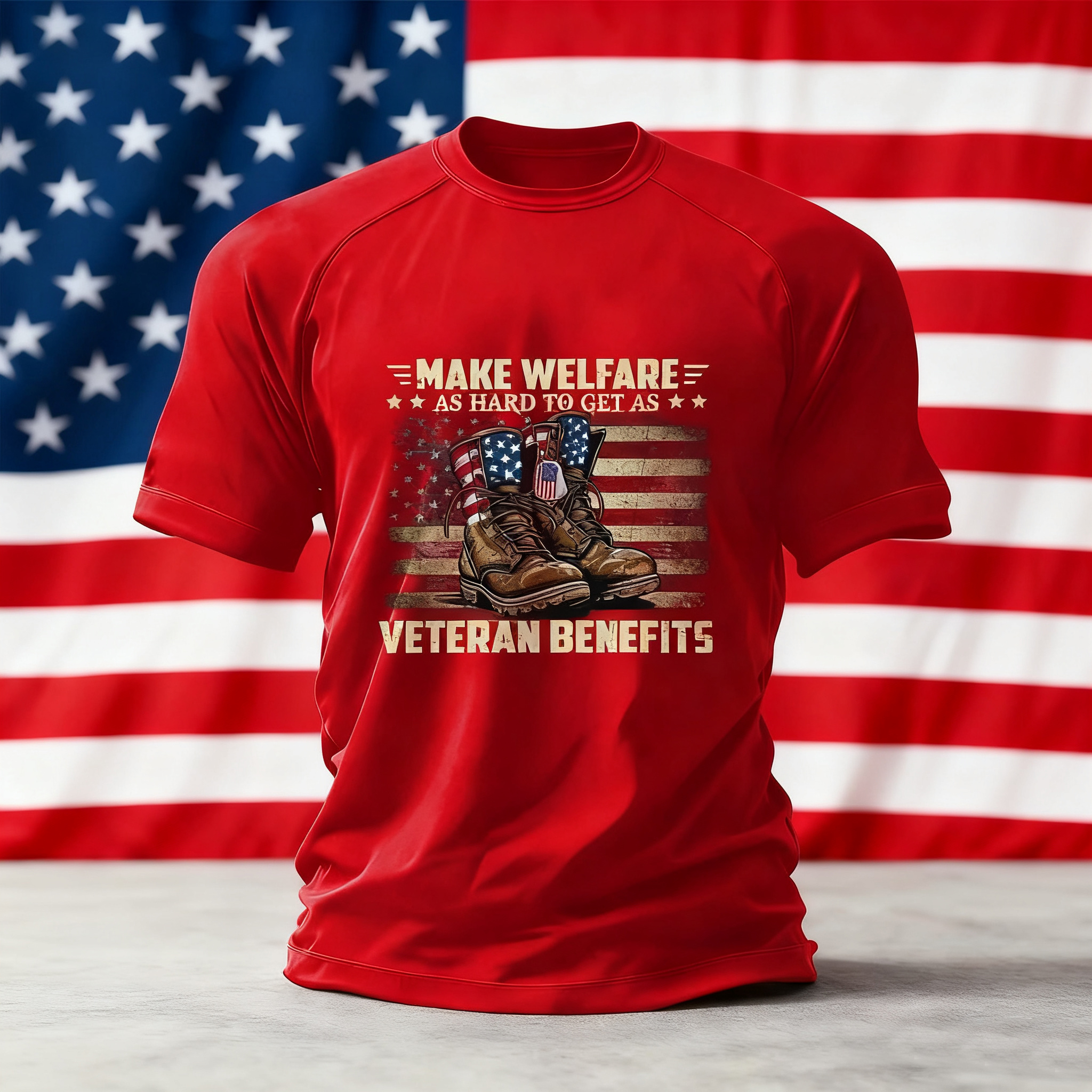 Men's Veterans Day Printed Crew Neck Short Sleeve T-Shirt