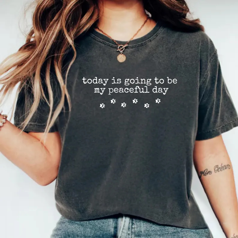 Peace Walking Monks With Aloka Cute Dog Art Washed T-shirt