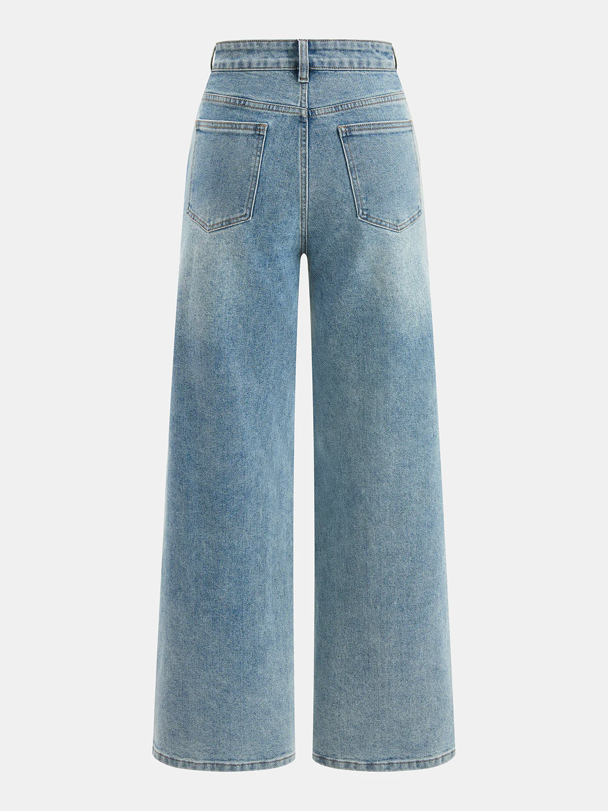 Asymmetric Mid-Waist Straight-Leg Jeans