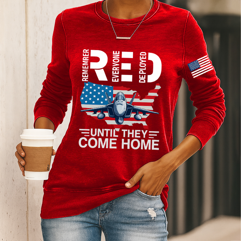 Women's Red Friday Print Casual Sweatshirt