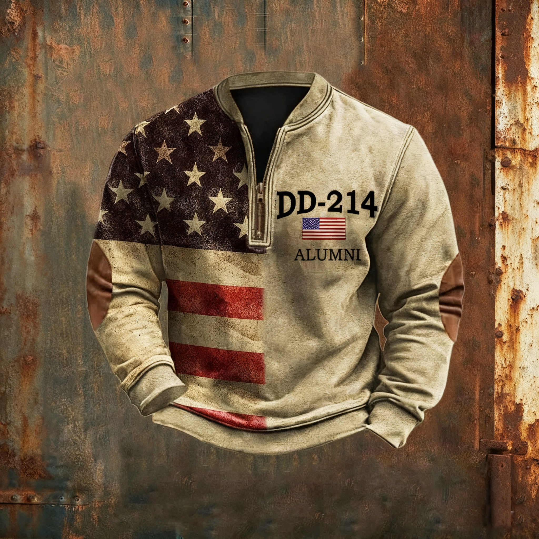 Men's Retro DD-214 Veteran Zip Collar Sweatshirt