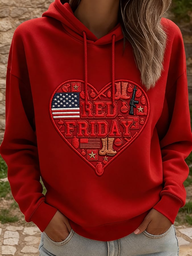 Women's Casual Red Friday Print Sweatshirt