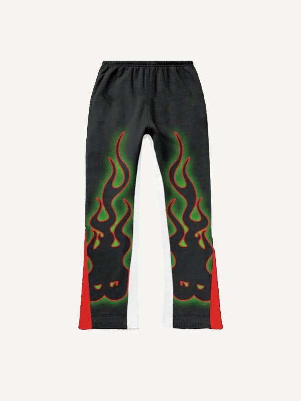 Fire&Letter Print Elastic Waist Pants