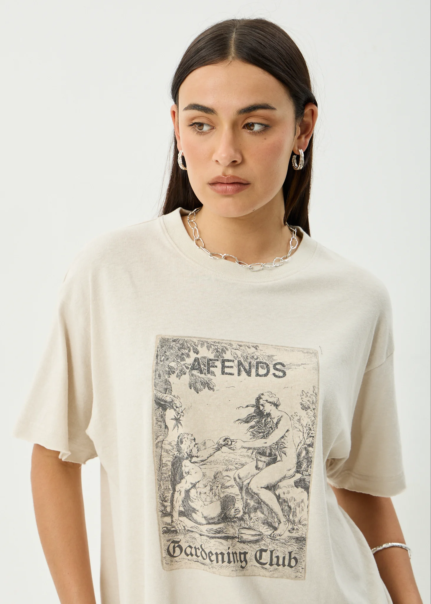 AFENDS Womens Temptation - Oversized Tee - Moonbeam