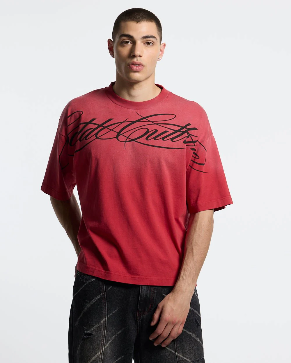 CROSSED SCRIPT TEE RED