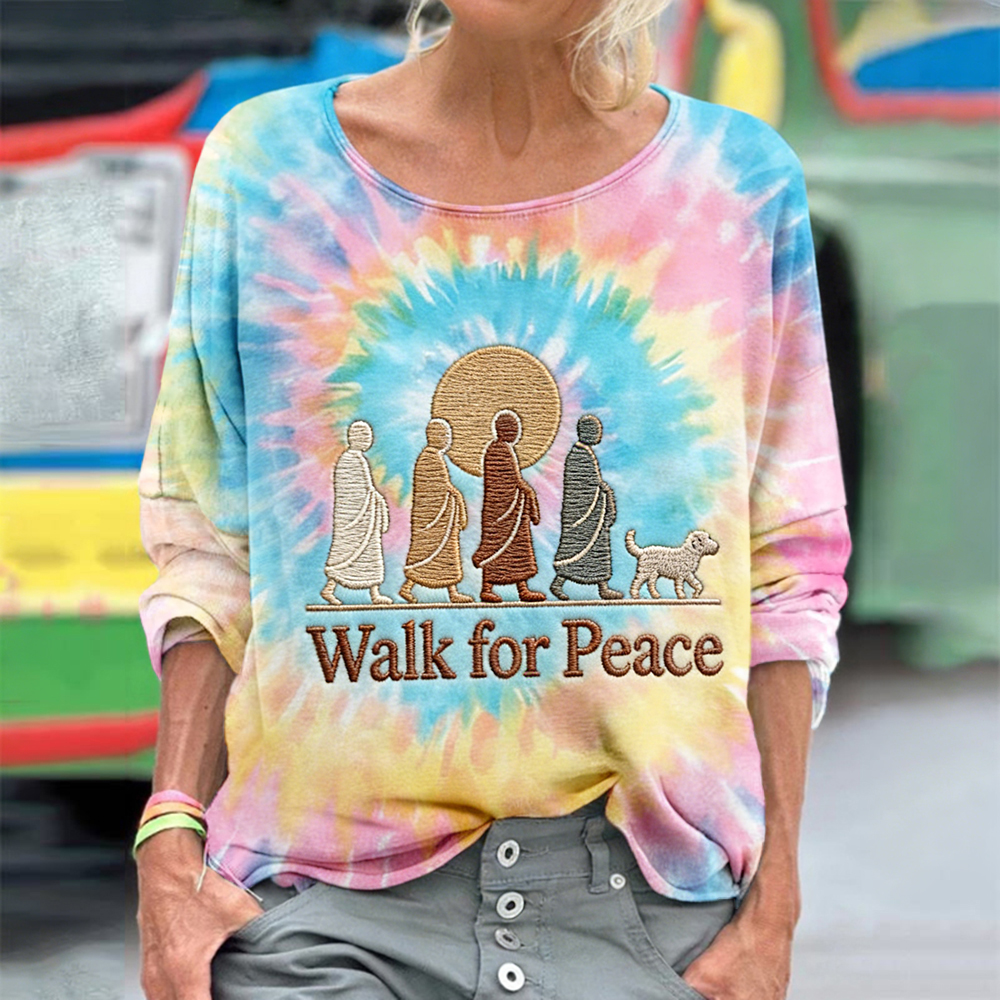 Walk For Peace Monks With Aloka Dog Tie Dye T Shirt