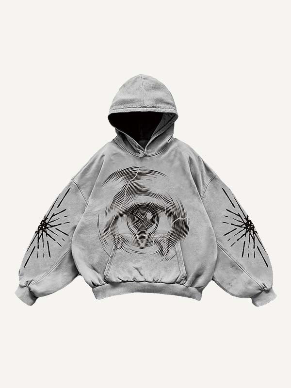 Eye&Tears&Graphic Print Slant Pockets Hoodie