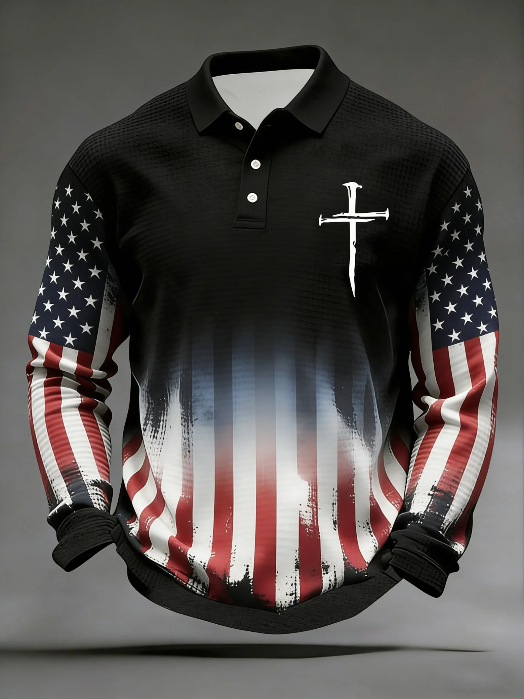 Men's Cross Print Casual Waffle Shirt-Fast Shipping