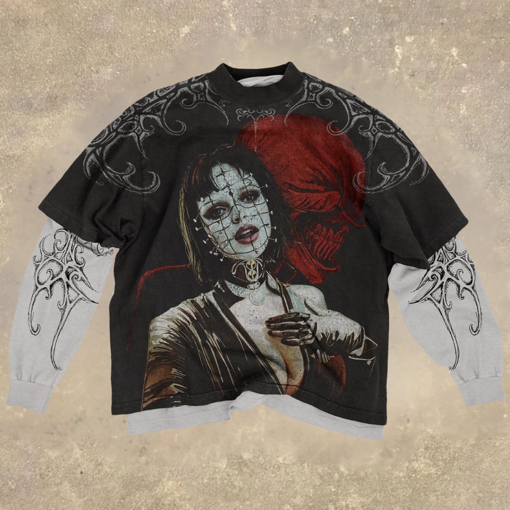 Blasphemy Demon Fake Two-Piece Shirt