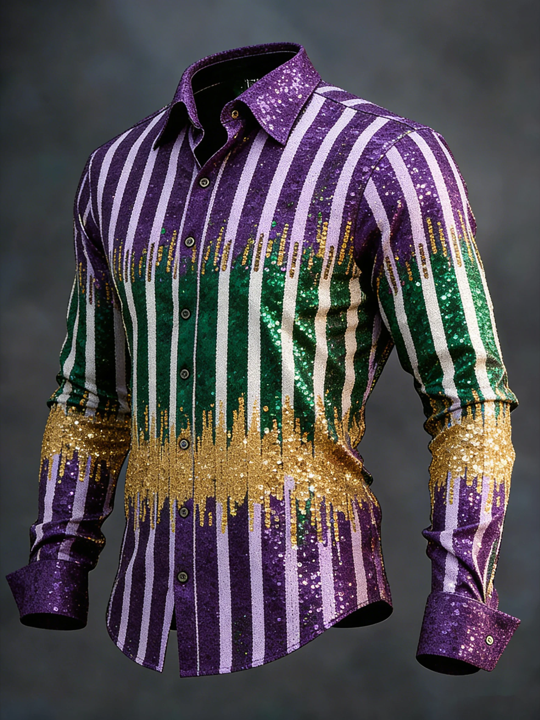 Men's Retro Mardi Gras Printed Casual Shirt