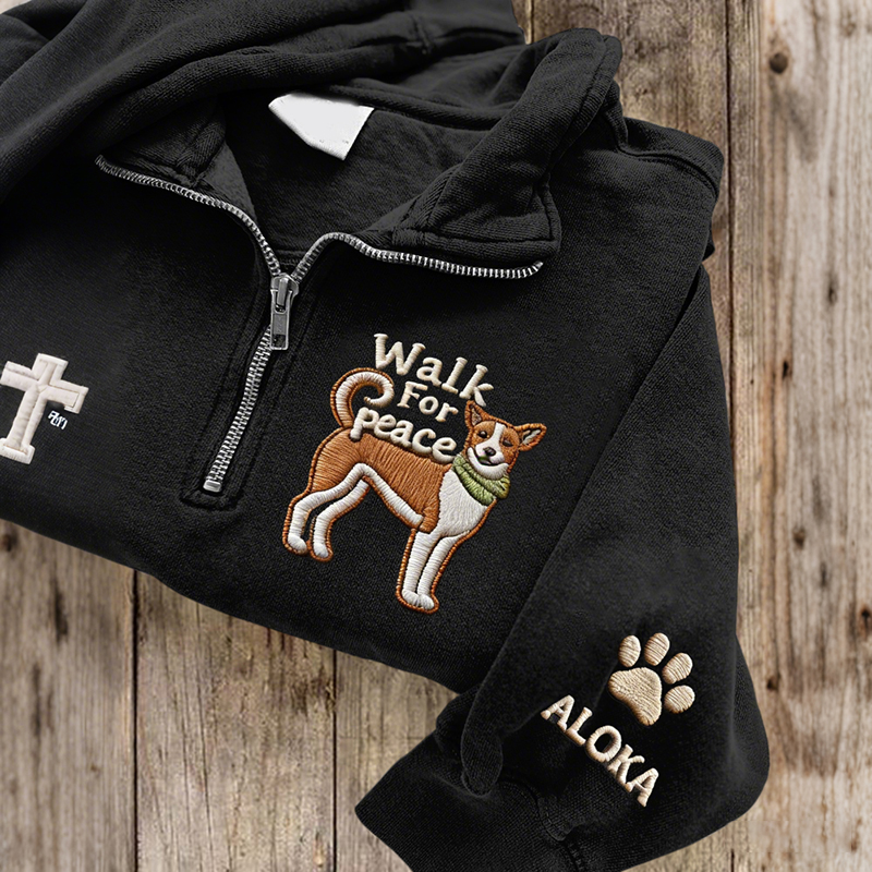 Women's Walk For Peace Aloka Dog Print Zip Up Sweatshirt