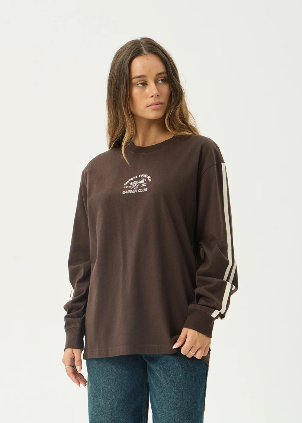 AFENDS Womens Community Garden - Long Sleeve Tee - Coffee