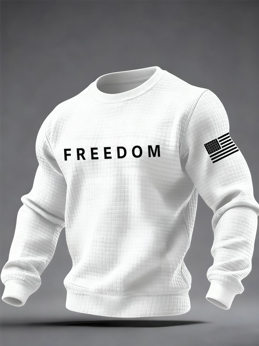 Men's Freedom  Flag Print Checkered Sweatshirt