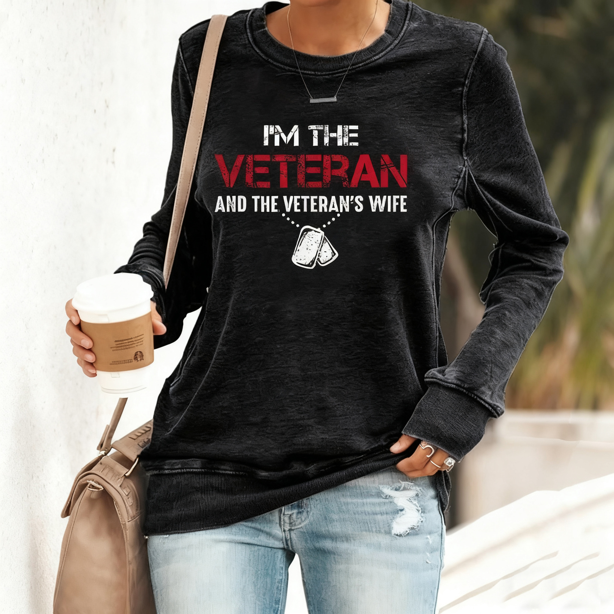 Women's I'm A Veteran And The Veteran's Wife Print Sweatshirt