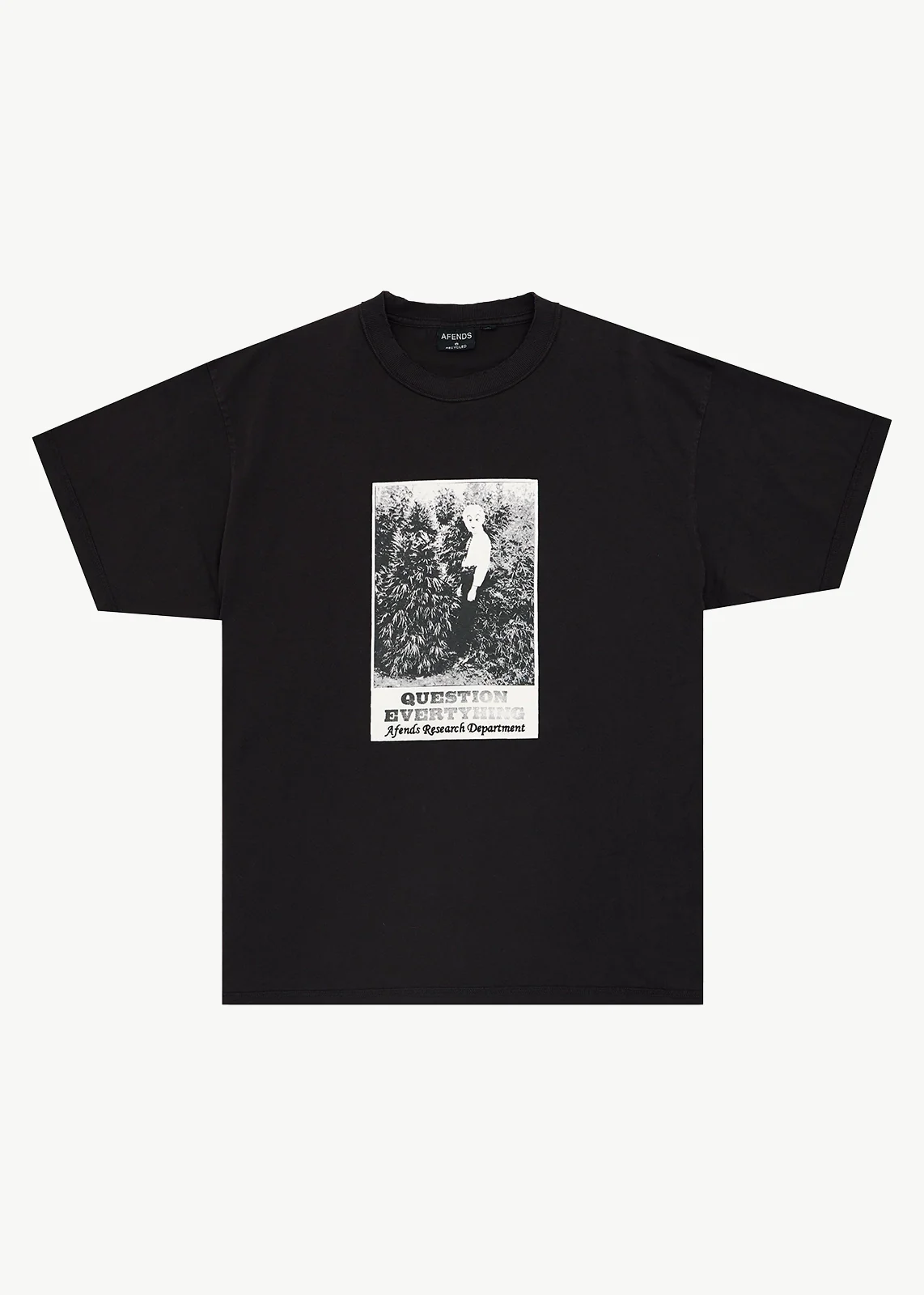 AFENDS Mens Research - Heavyweight Boxy Tee - Stone Black