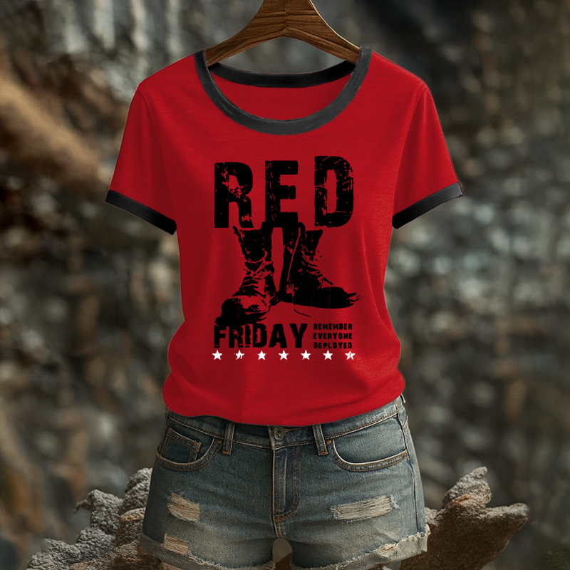 Women's Red Friday Print T-Shirt