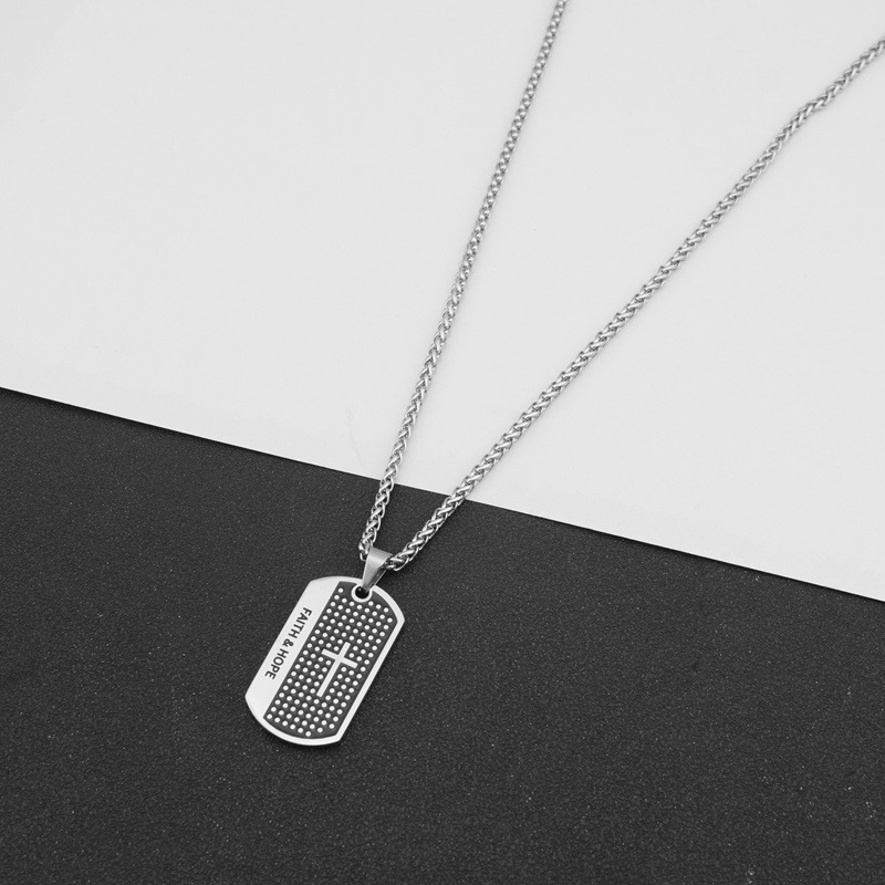 Men's Faith & Hope Printed Cross Military Brand Necklace