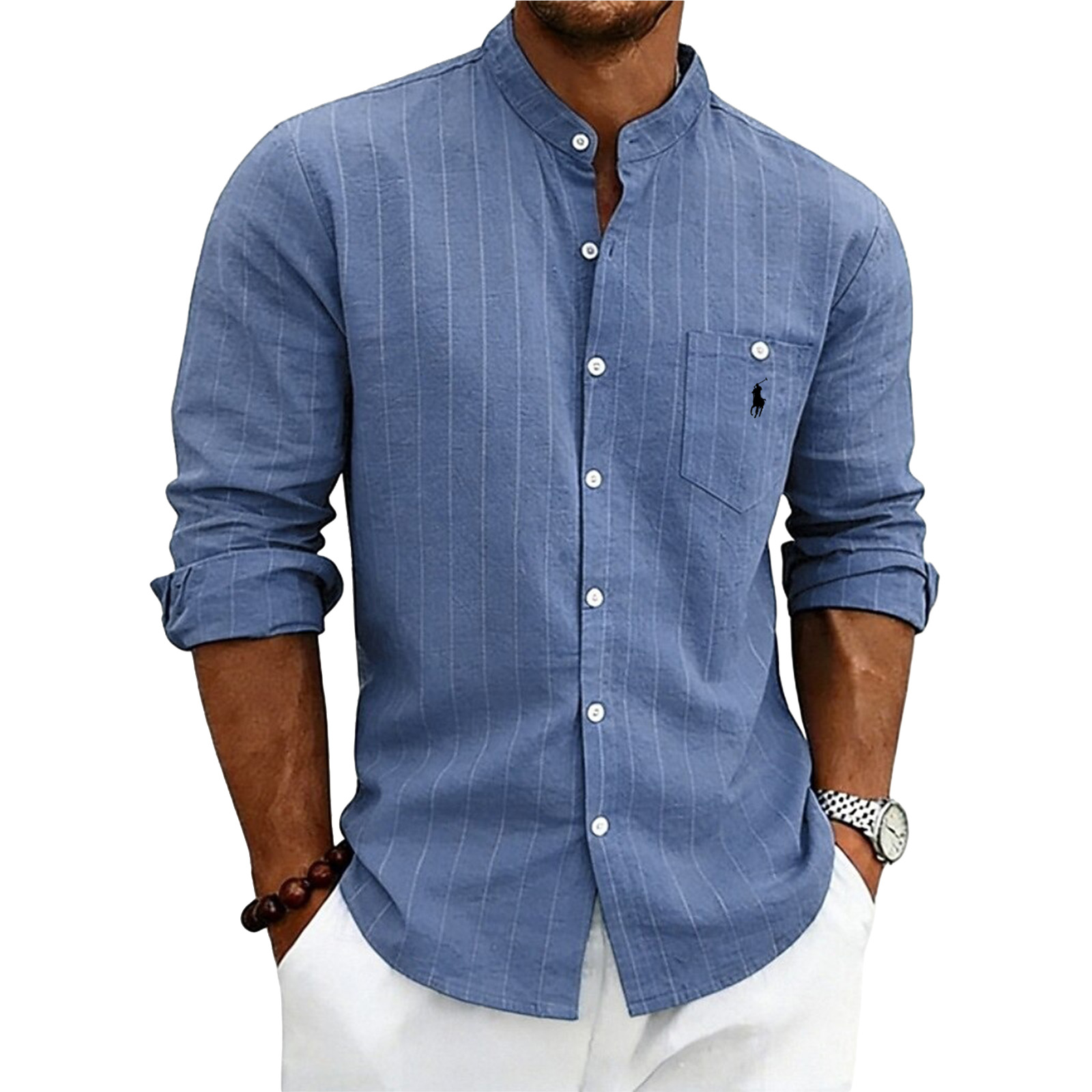 Men's Shirt Linen Shirt Summer Shirt Beach Shirt Stripe Casual Vacation