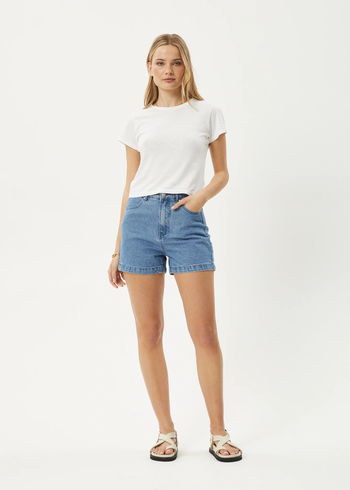 AFENDS Womens Seventy Threes - Denim Short - Stone Blue