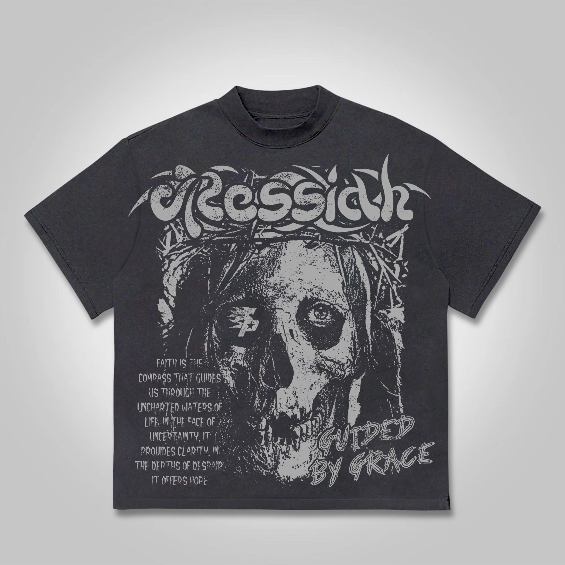 Vintage Skull Jesus Faith Graphic Printed T-shirt