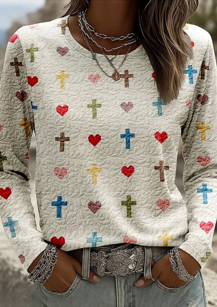 Women's Faith Print Casual Long Sleeve T-Shirt