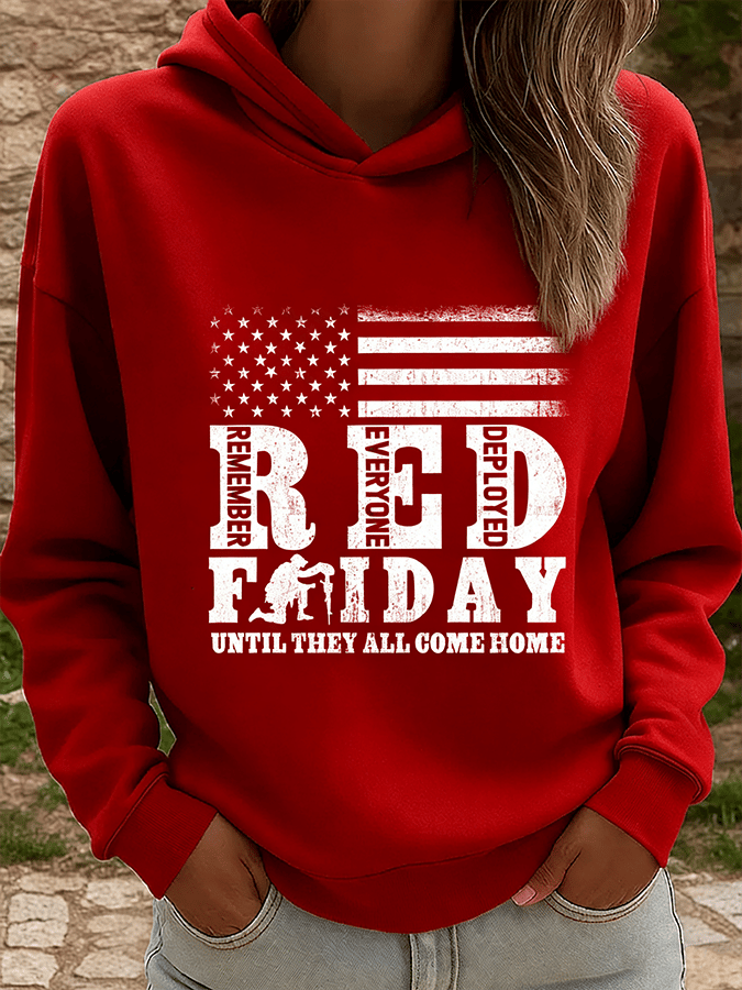Women's Casual Red Friday Print Sweatshirt