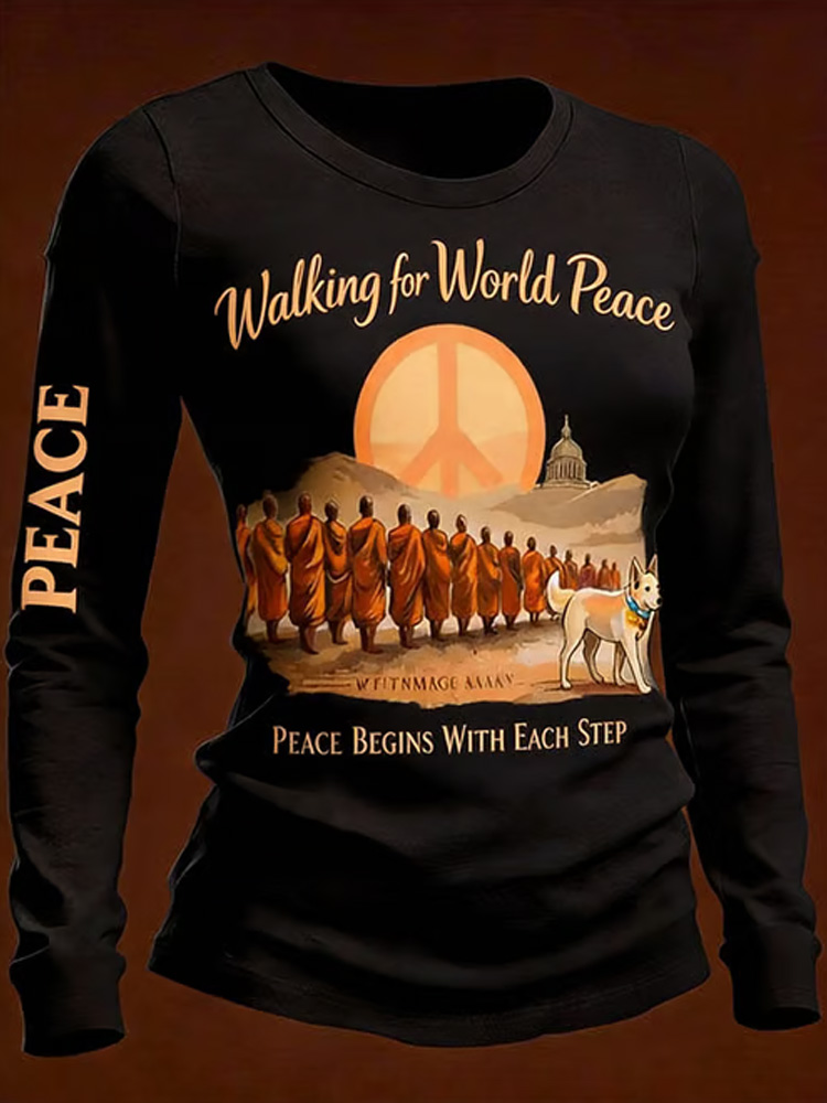 Women's  Walking For Peace Artistic Print Sweatshirt