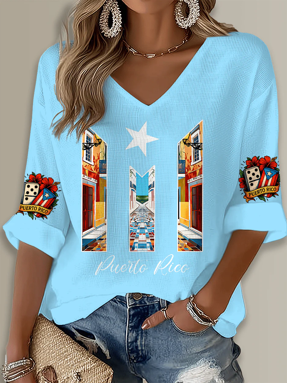 Puerto Rico Singer Boricua Printed Long Sleeve Top