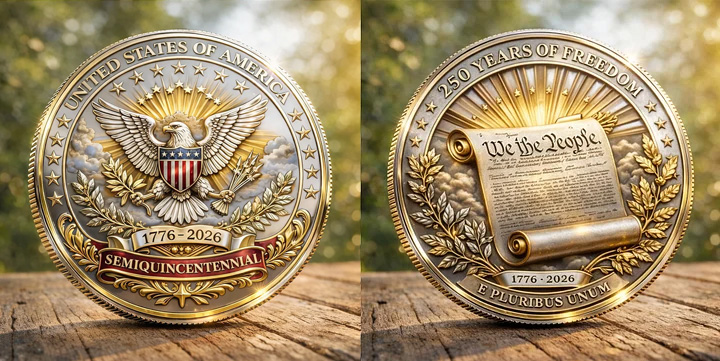 United States of America 250 Years of Freedom 1776–2026 Commemorative Coin