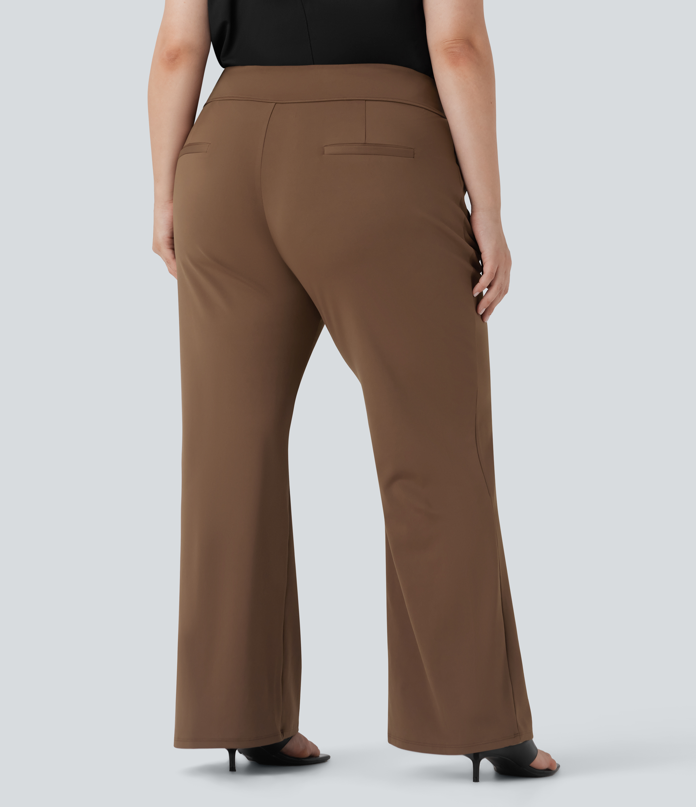 Plus Size Halara Flex™ High Waisted Work Flare Pants with Side Zip Pockets