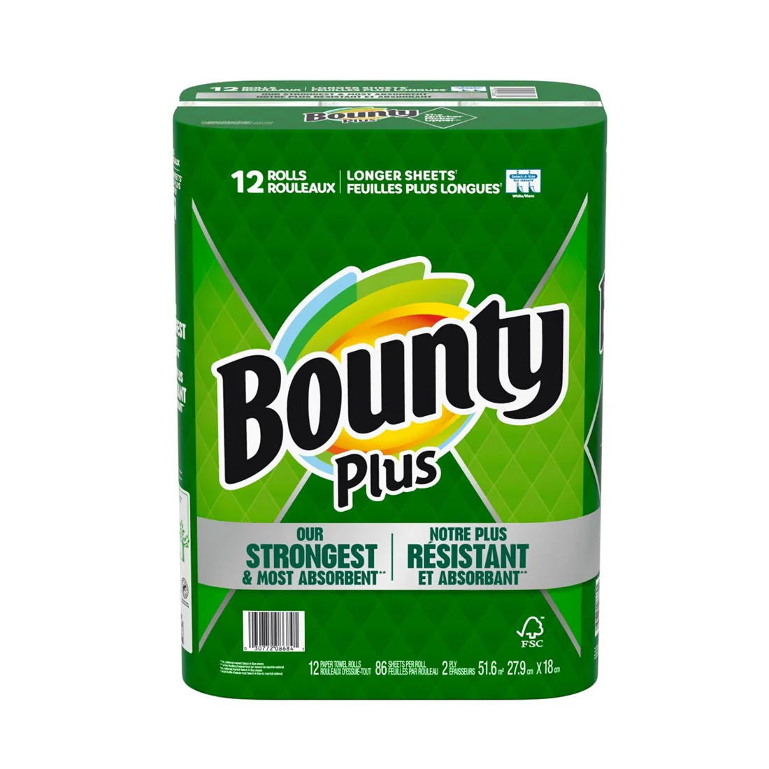 Bounty Plus Select-A-Size Paper Kitchen Towels, 91 sheets x 12 pack