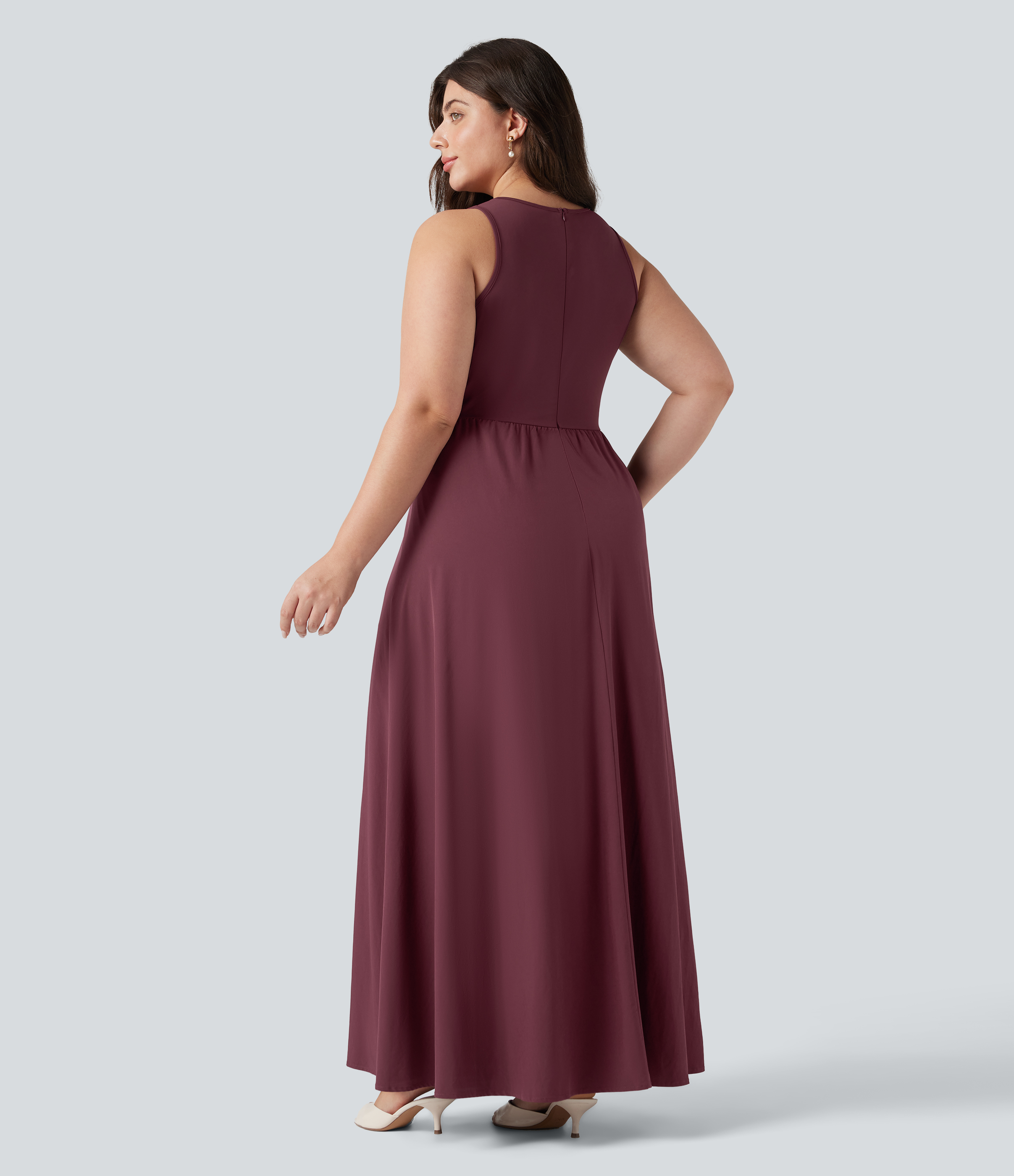 Plus Size Breezeful™ Sleeveless Quick Dry Overlay Jumpsuit with Pockets