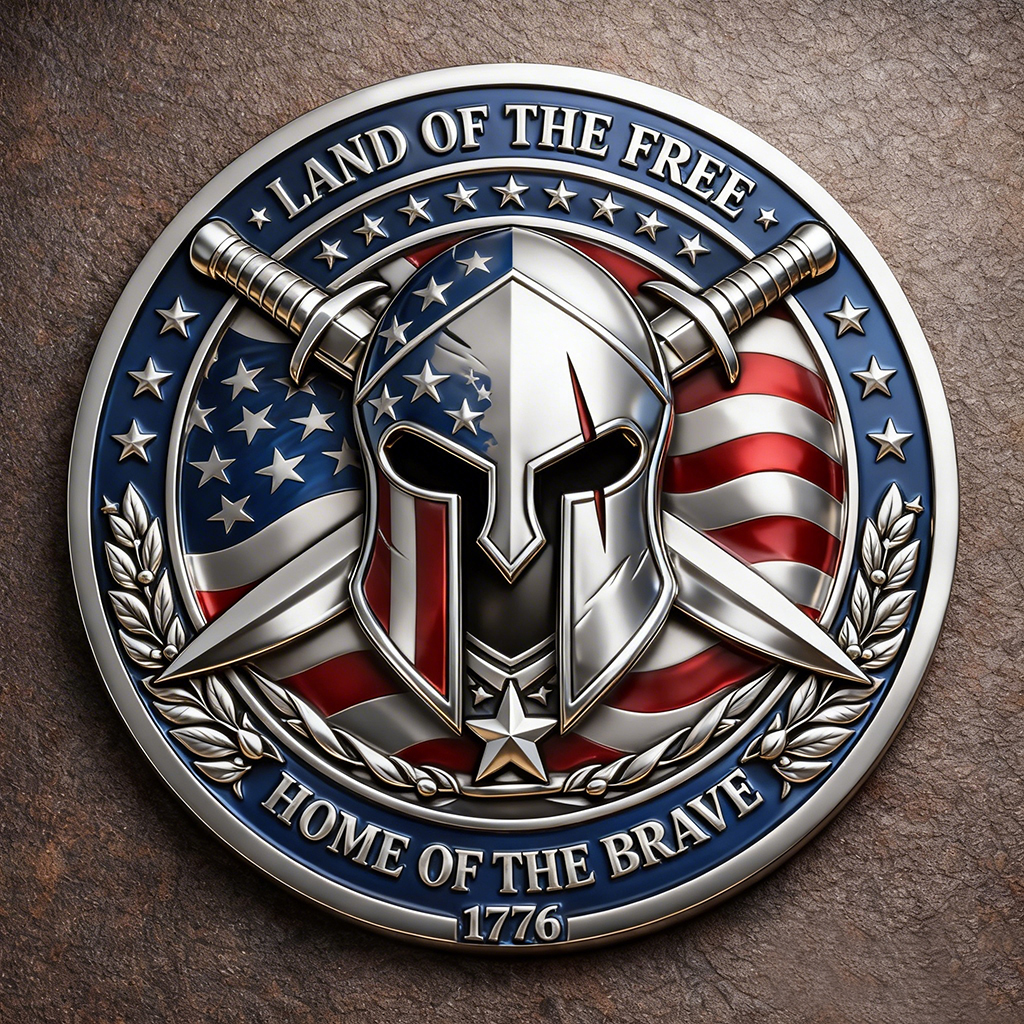 1776 American Veteran Challenge Coin – Land of the Free Home of the Brave Patriotic Eagle Commemorative Coin