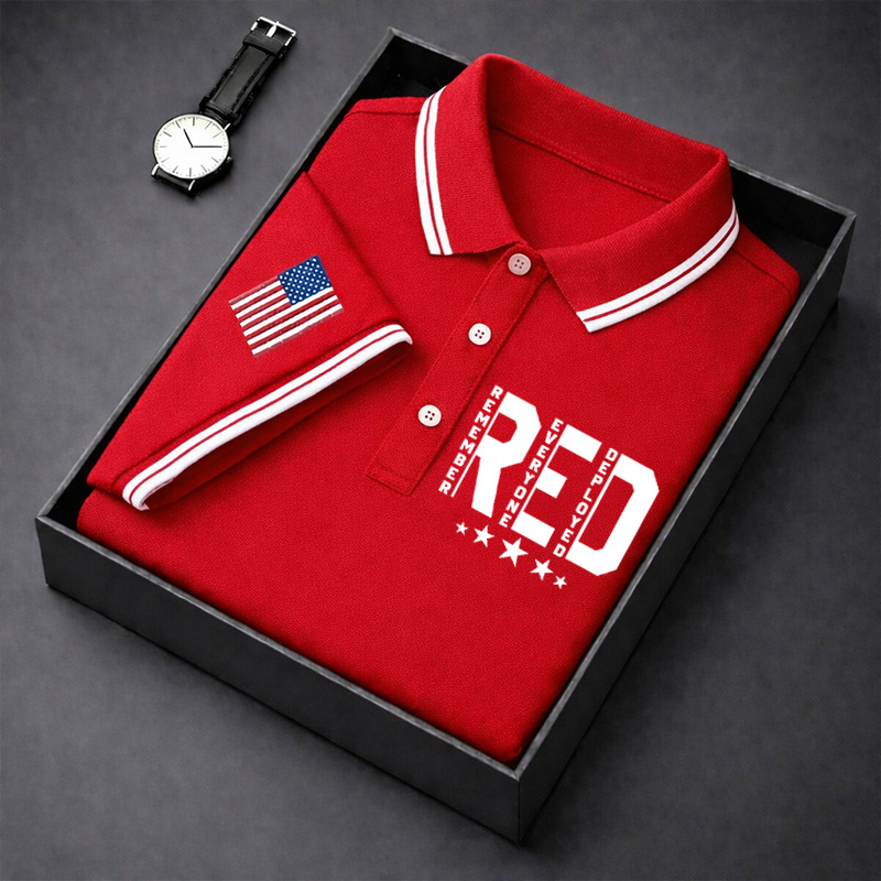 Men's Red Friday Printed Casual Polo Shirt
