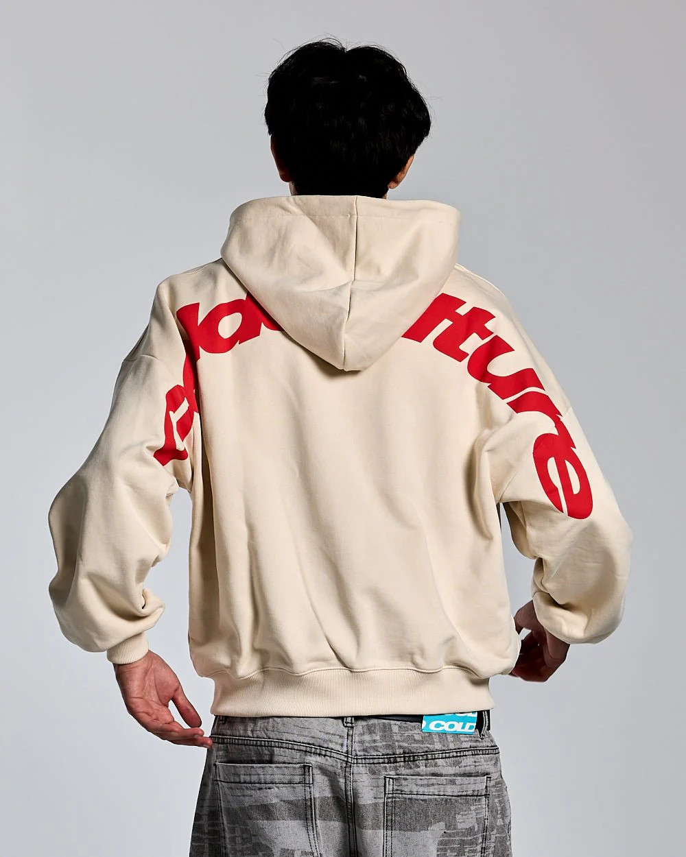 CURVED ZIP HOODIE CREAM