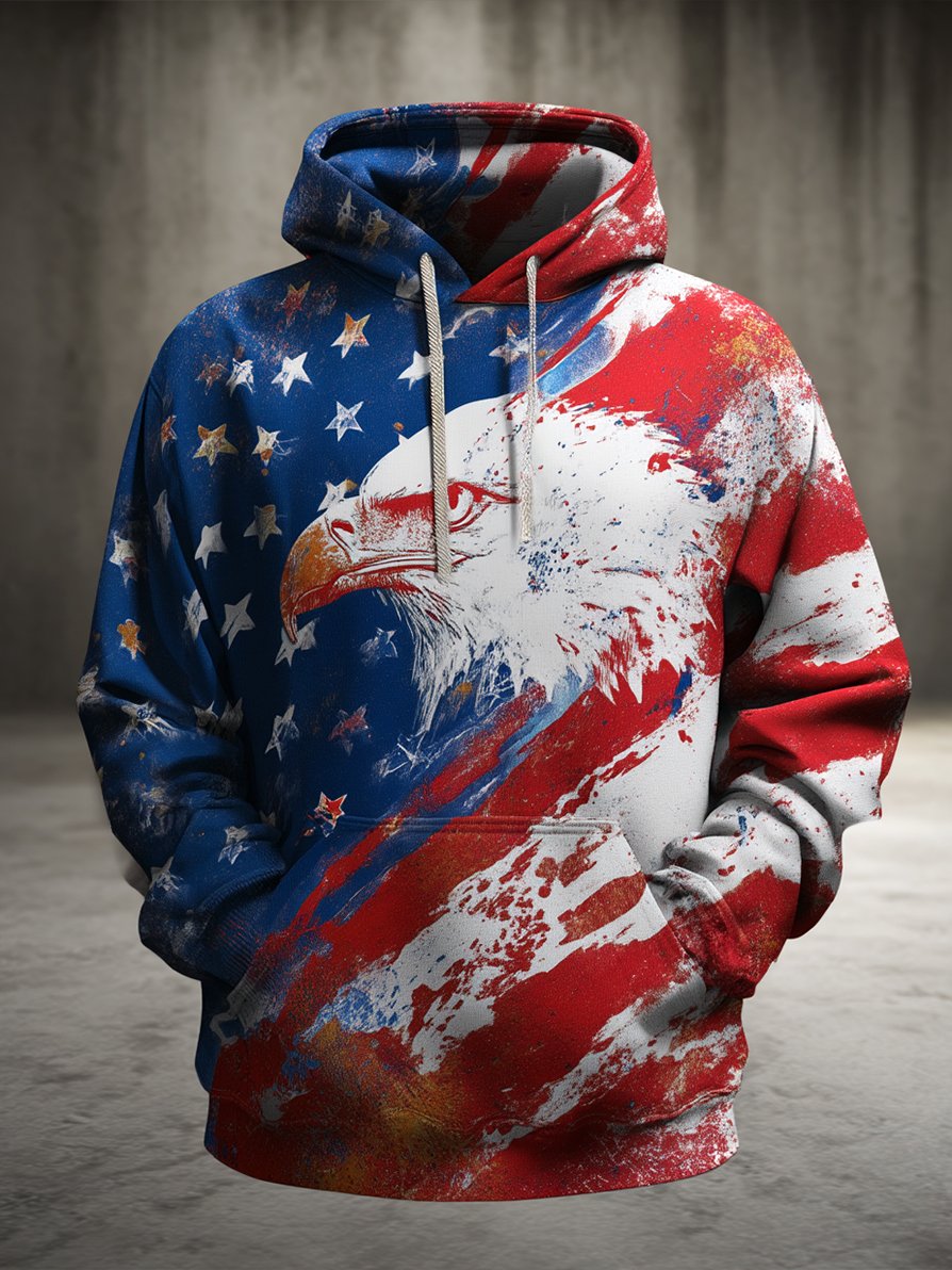 Men's Retro Art American 250th Anniversary Print Hoodie