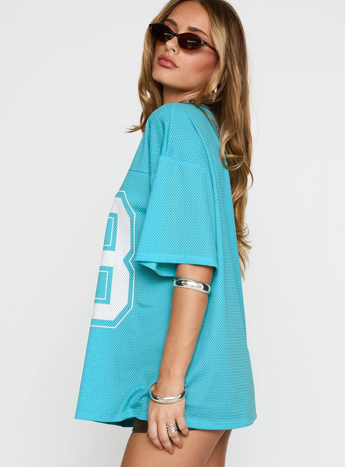 98 Sports Oversized Graphic Tee Blue