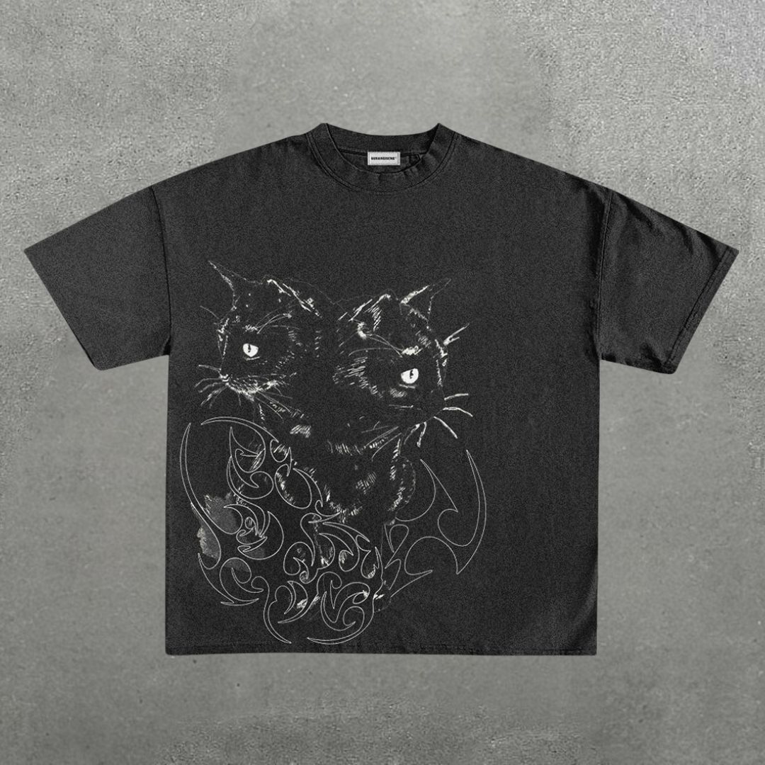 Double Cat Tribal T-Shirt