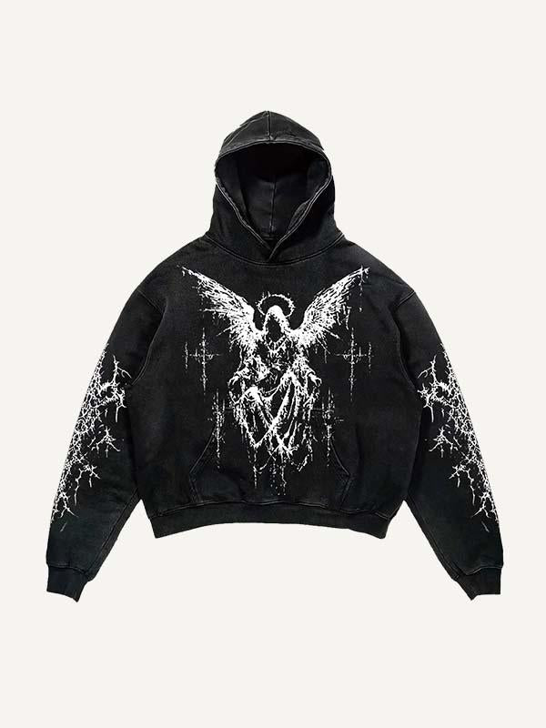 Figure&Wing Graphic Print Slant Pockets Hoodie