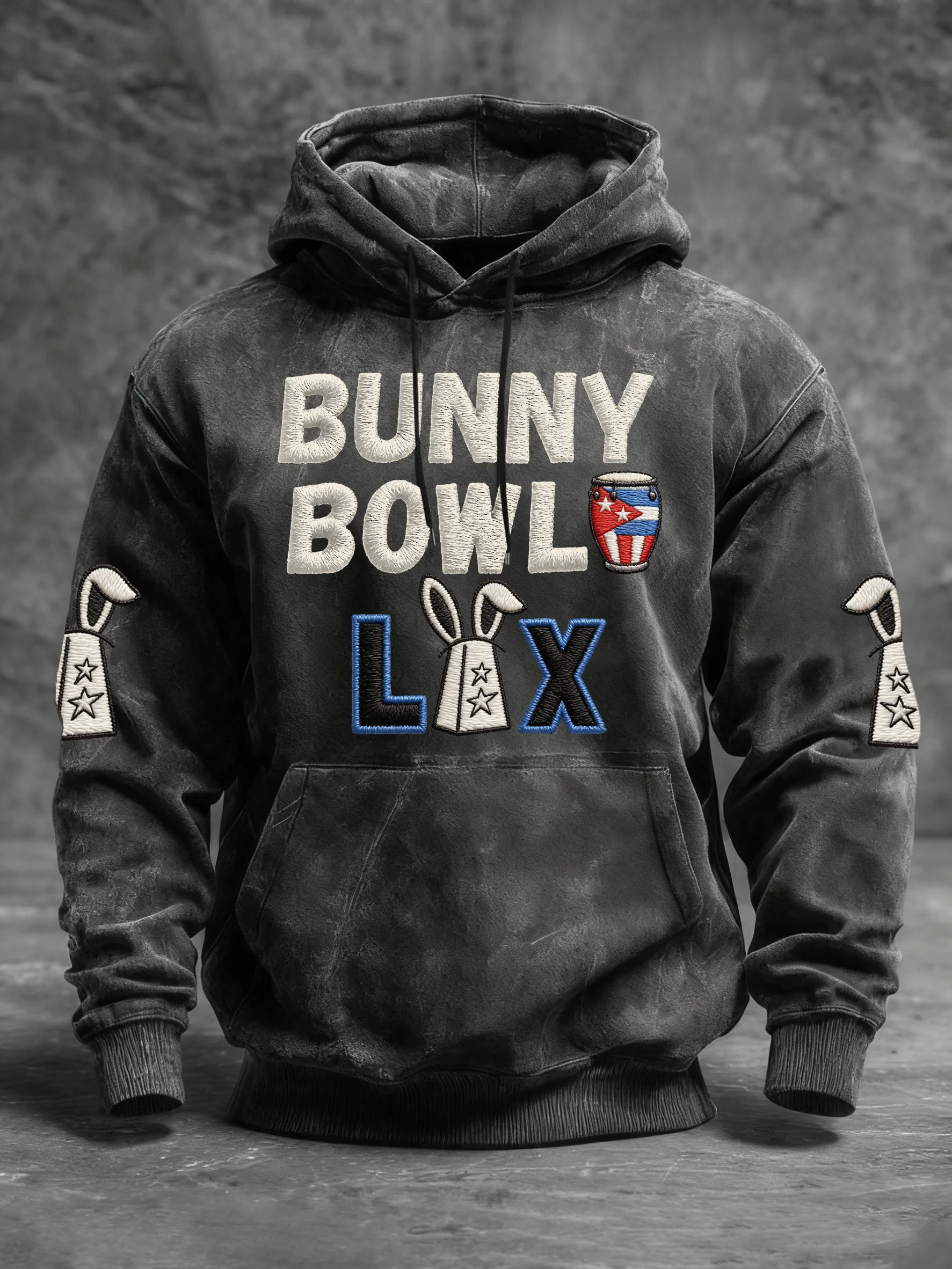 Men's Retro Text Print Hooded Sweatshirt