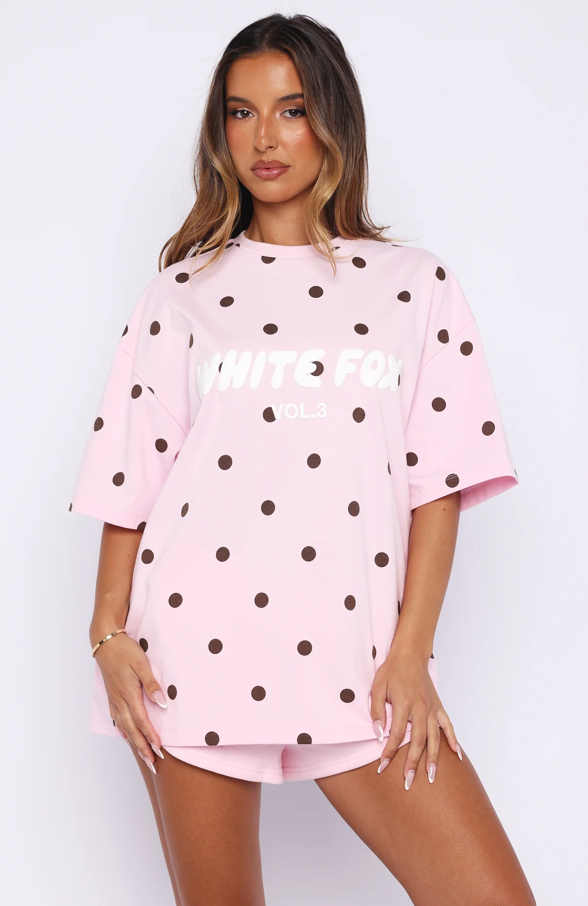 Offstage Printed Oversized Tee Posy Polka Dot