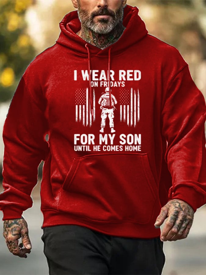 Men's I Wear Red On Fridays For My Son Print Hoodie