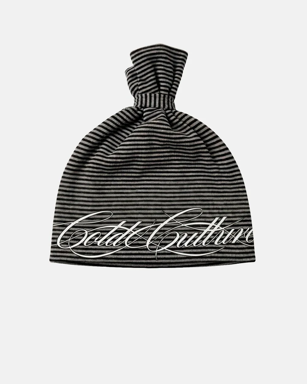 SCRIPTED STRIPES KNOT BEANIE BLACK