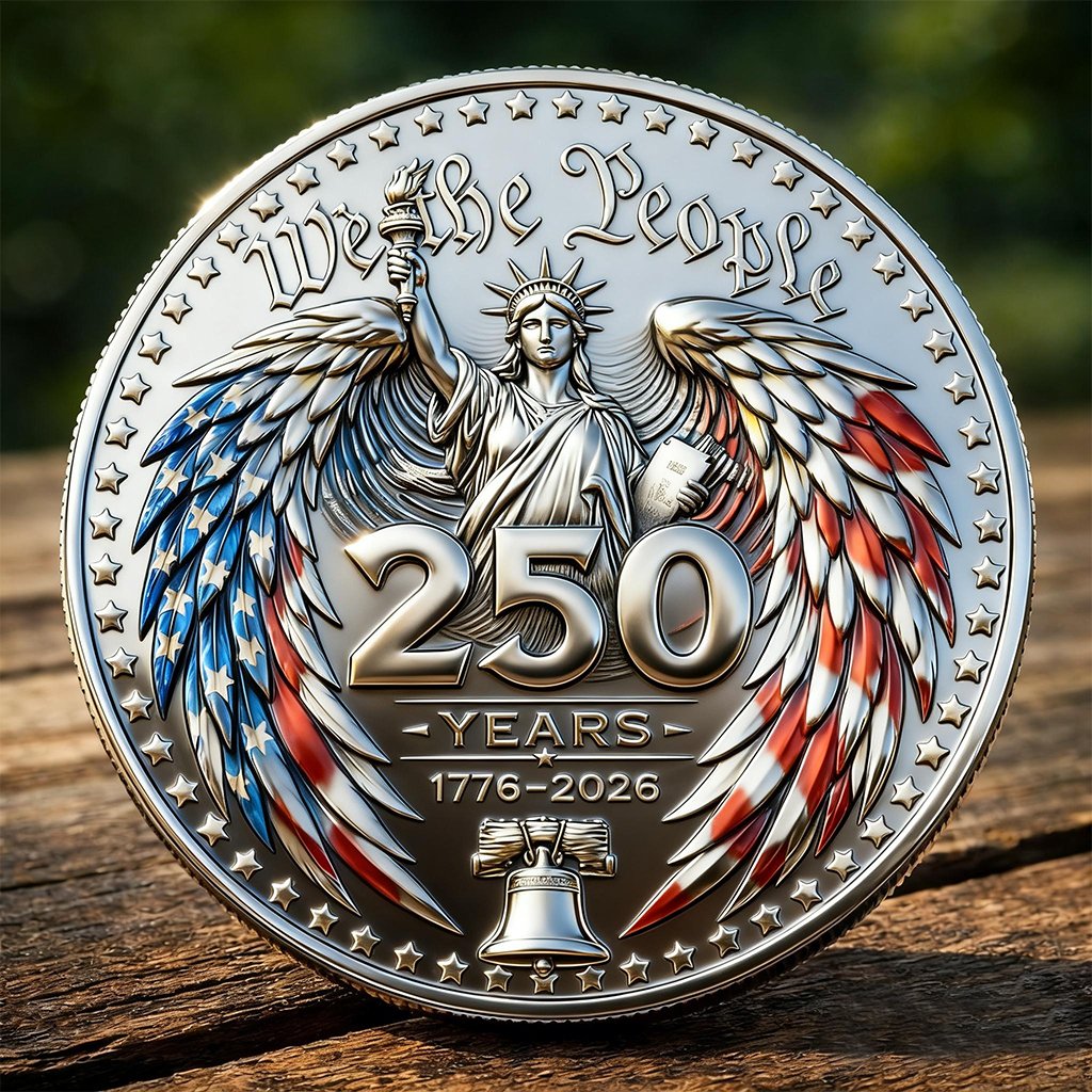 1776-2026 Liberty Bell & Statue of Liberty Patriotic Challenge Coin