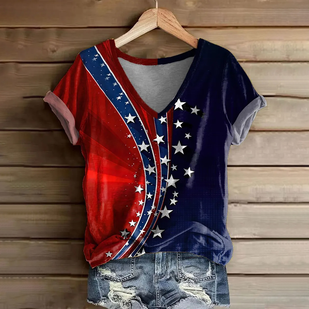 Women's Casual Vintage Independence Day T-shirt