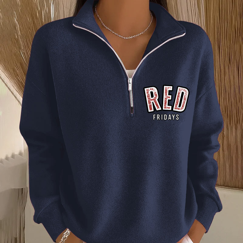 Women's Red Friday Printed Casual Sweatshirt