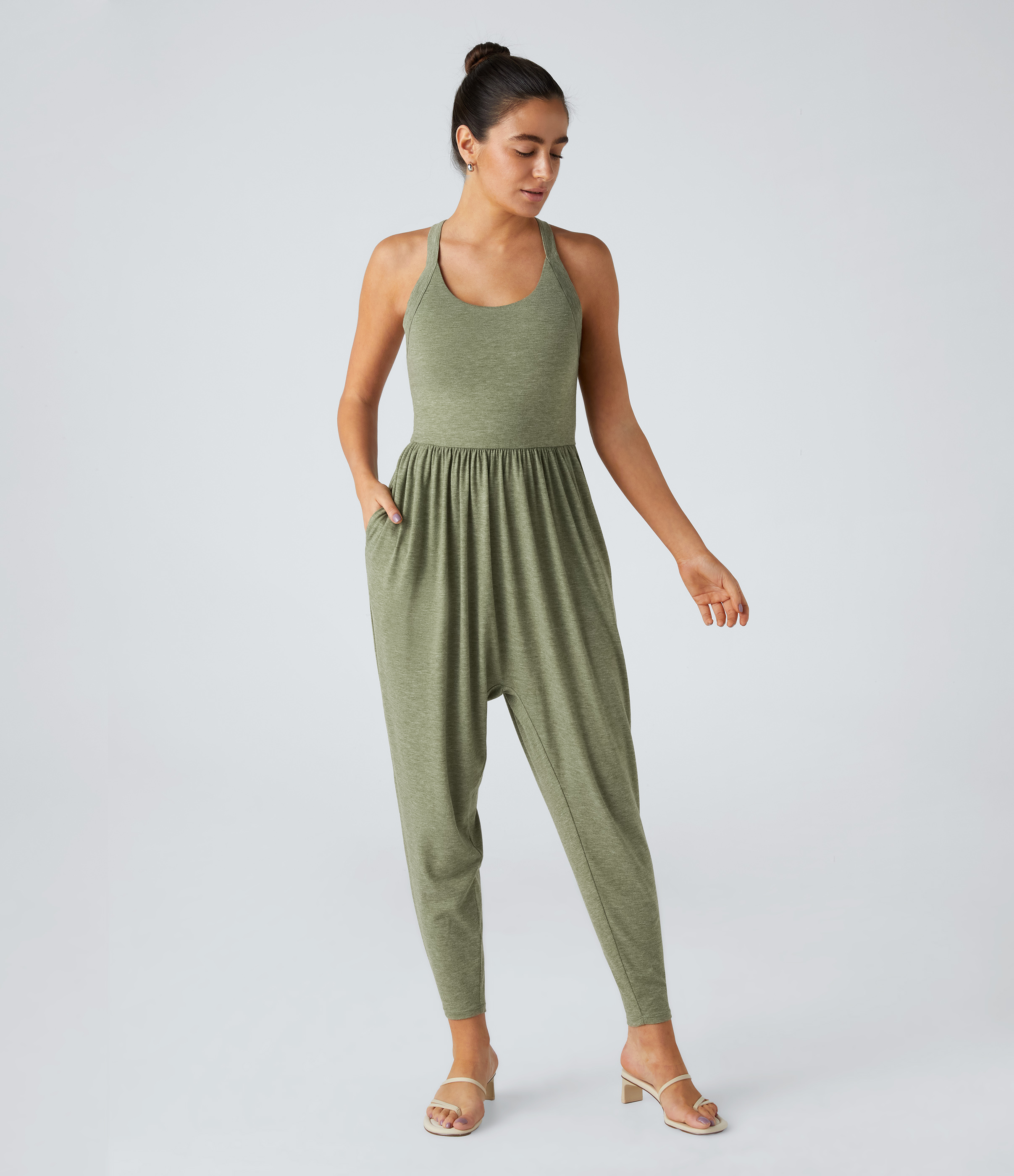 U Neck Pocket Harem Casual Jumpsuit-Easy Peezy Edition