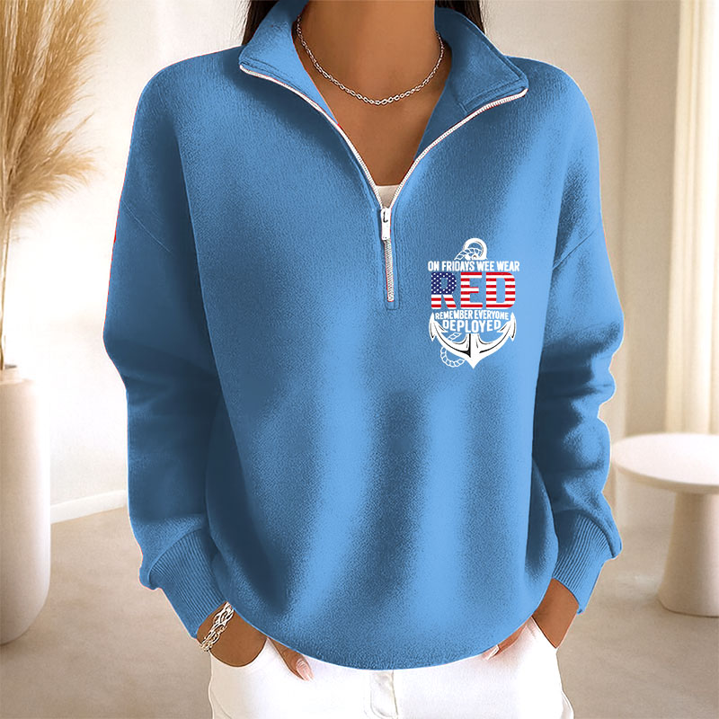 Women's Red Friday Print Casual Sweatshirt